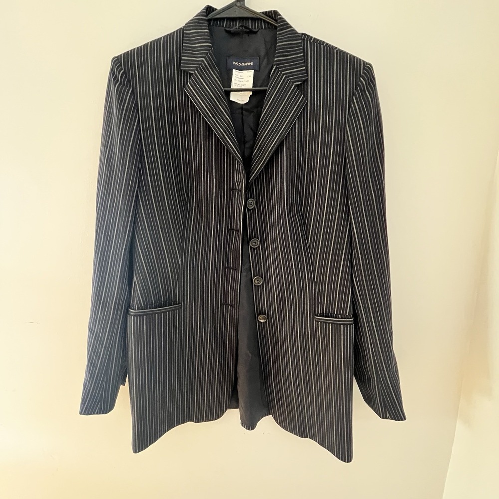 Piazza Sempione Italy‎ Womens Wool Pinstripe Suit Jacket Blazer IT 44 / US 8